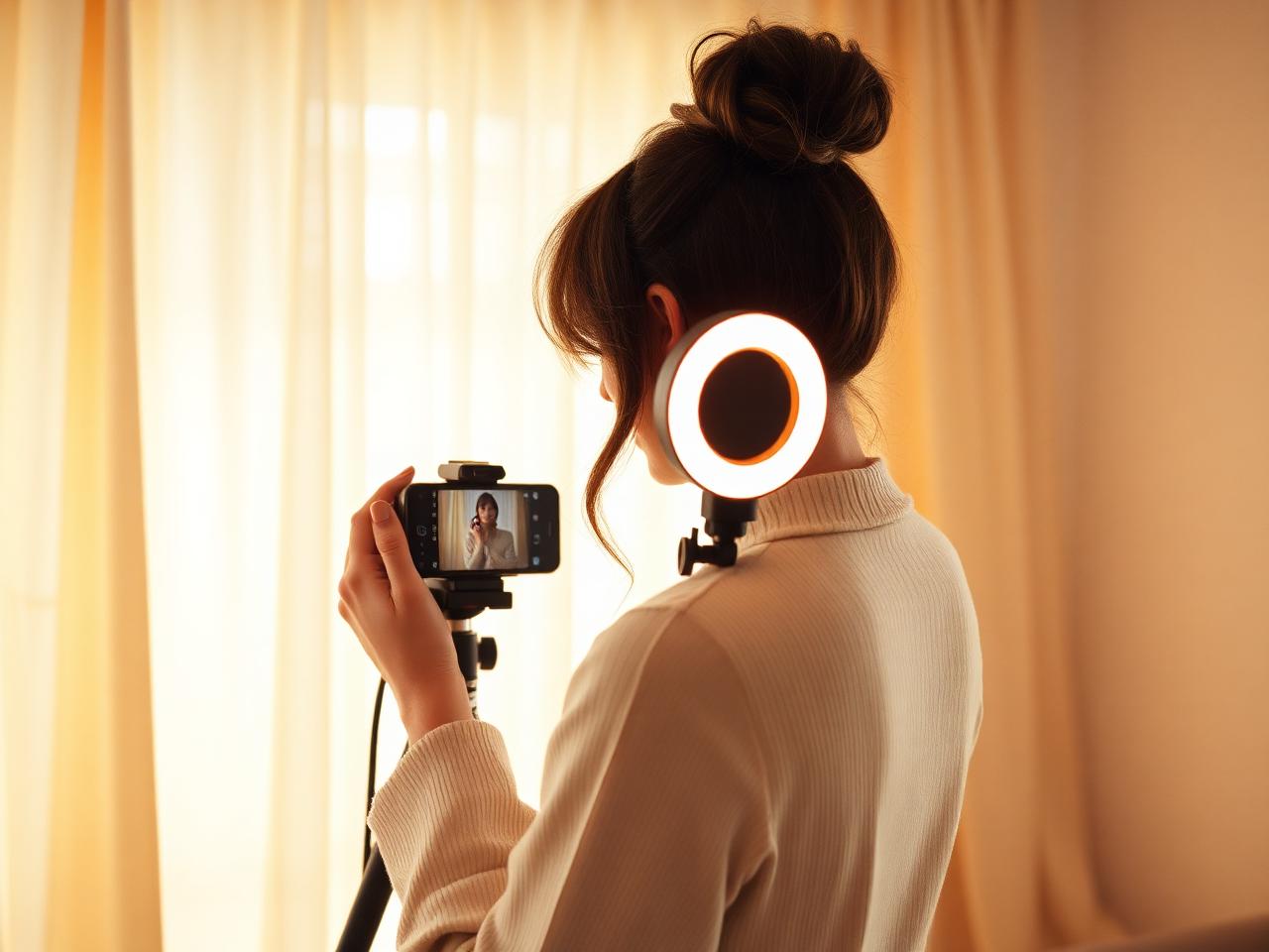 Creator filming a beauty tutorial